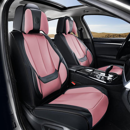 Coverado Seat Covers Full Set, Black Seat Covers for Cars 5 Seats, Car Seat Protector, Waterproof Nappa Leather Car Seat Cushion, Front and Rear Car Seat Cover Fit for Most Sedans SUV Pick-up Truck - Colors A