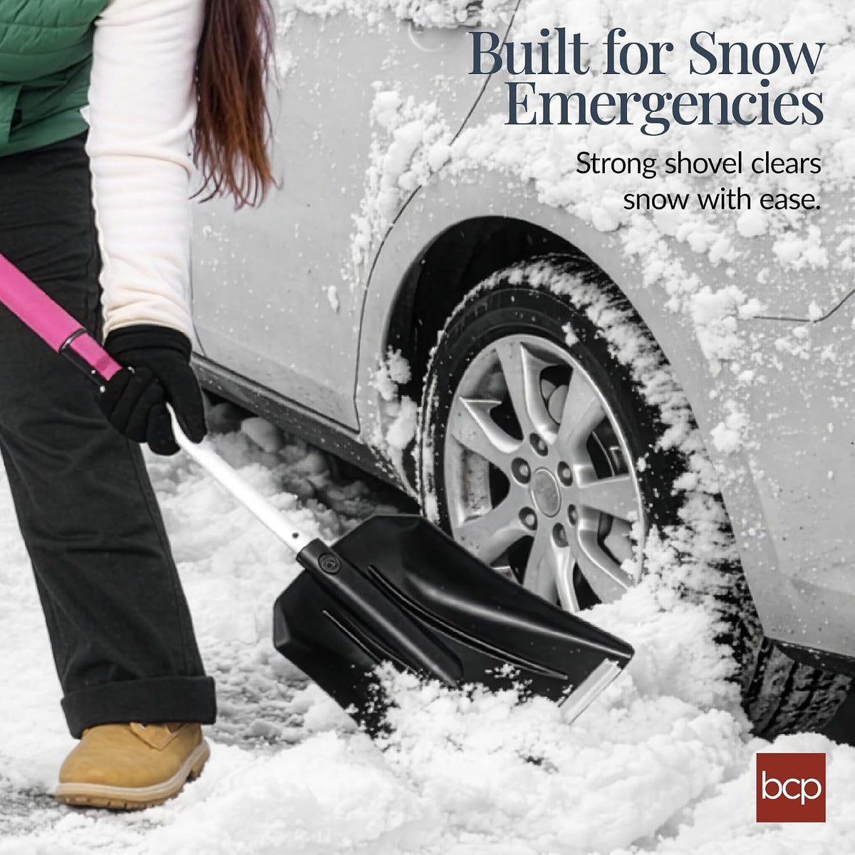 Best Choice Products Snow Brush with Squeegee & Ice Scraper, Up to 39" Extendable Foam Grip, 270° Pivoting Snow Brush for Car Truck SUV, Storage Bag Included - Pink