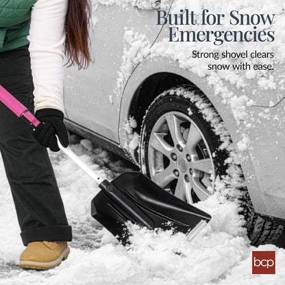 Best Choice Products Snow Brush with Squeegee & Ice Scraper, Up to 39" Extendable Foam Grip, 270° Pivoting Snow Brush for Car Truck SUV, Storage Bag Included - Pink