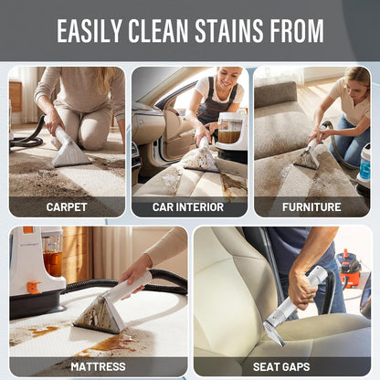 Starrybot Portable Carpet & Upholestery Cleaner Machine for Pets, Spot, Stain,Couch Cleaner Machine with 18Kpa Powerful Suction,Car/Auto Detailer(white)