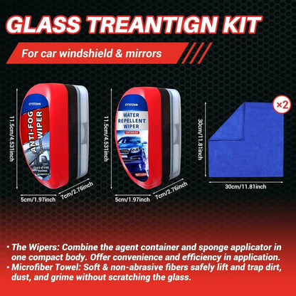 Car Windshield Water Repellent & Anti-Fog Treatment - Quick Interior & Exterior Glass Coating Kit, Rain Repellent Spray for Windows, Mirror, Paint Protection - Long-Lasting Visibility, Pack of 2