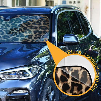 Black Leopard Car Windshield Sun Shade Animal Skin Print Foldable UV Ray Sun Visor Protector Sunshade to Keep Your Vehicle Cool (51" x 27.6")