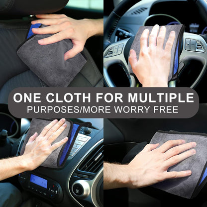 Nuenen 20 Pcs Microfiber Car Drying Towels Microfiber Cleaning Cloth 800 GSM Thick Plush Cleaning Dusting Cloth Auto Detailing Absorbent Towels Rags for Car Household Kitchen Window(Grey and Yellow)