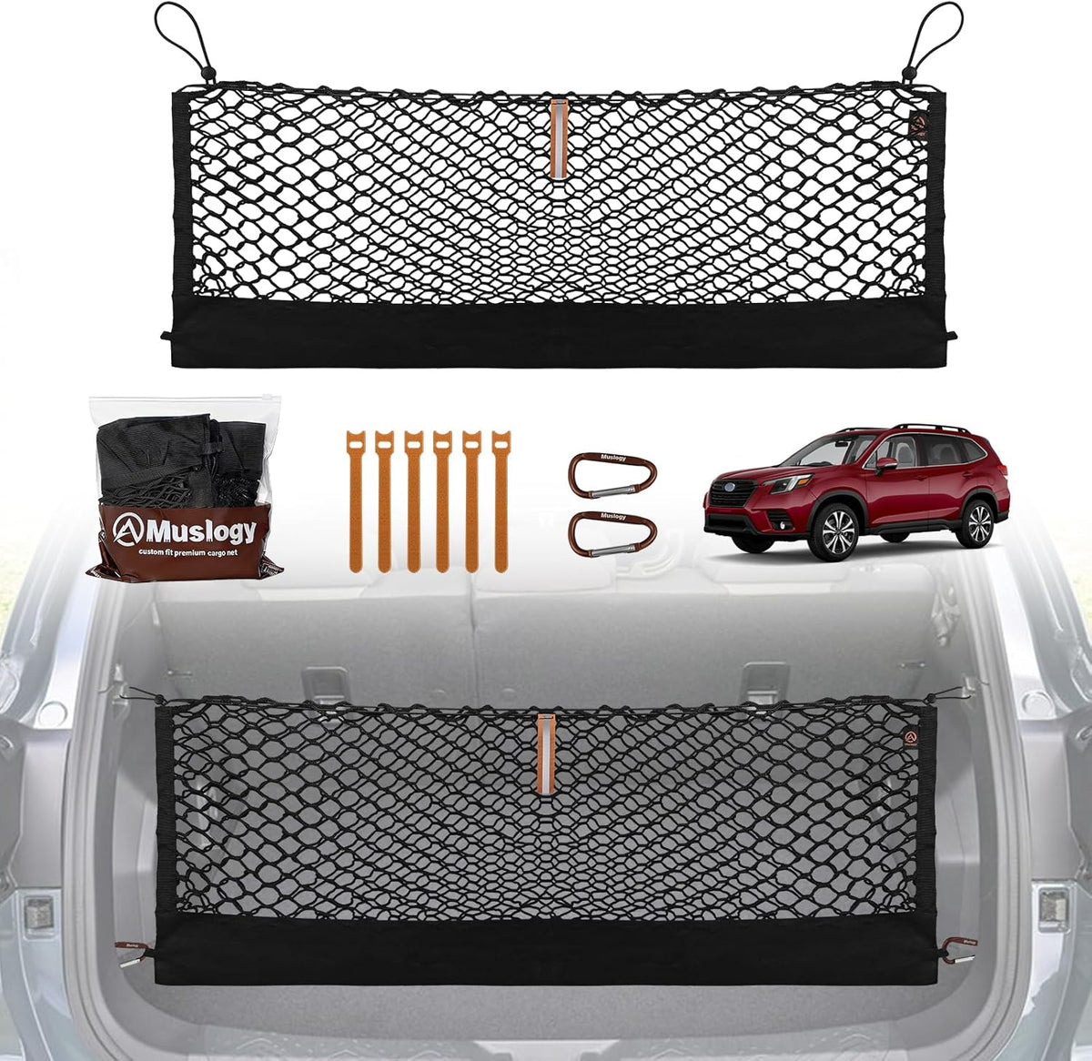 Muslogy Truck Bed Cargo Net Trunk Netting Compatible with 2023-2025 2026 Honda CR-V Accessories, Pickup Cargo Organizer SUV Sedan Storage Net w/Heavy Duty Carabiners - Colors B