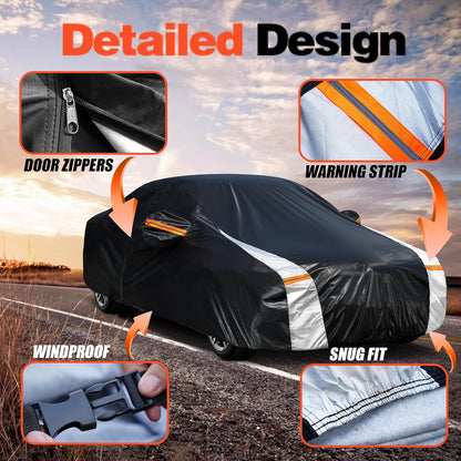Large SUV Car Cover for Chevy Suburban 100% Waterproof All Weather, Heavy Duty Outdoor Full Exterior Covers Rain Sun Wind UV Protection. - Colors B
