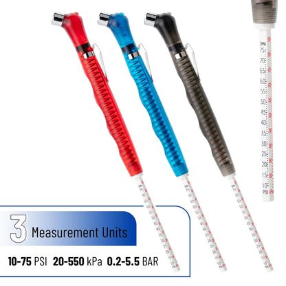 UNCO Pencil Tire Gauge, 2 Pack, 10-75 PSI, Car Tire Air Gauge