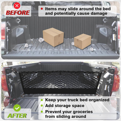 Muslogy Truck Bed Cargo Net Trunk Netting Compatible with 2023-2025 2026 Honda CR-V Accessories, Pickup Cargo Organizer SUV Sedan Storage Net w/Heavy Duty Carabiners - Colors B