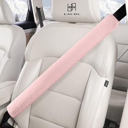 LACDL Extra Long Seatbelt Cover Super Soft Furry for Adults Kids Women & Men, Thick Plush Full Car Seat Belt Strap Cushion, Fluffy Shoulder Pad Protector, Auto Interior Accessories, 1pc, Black, 15.5in