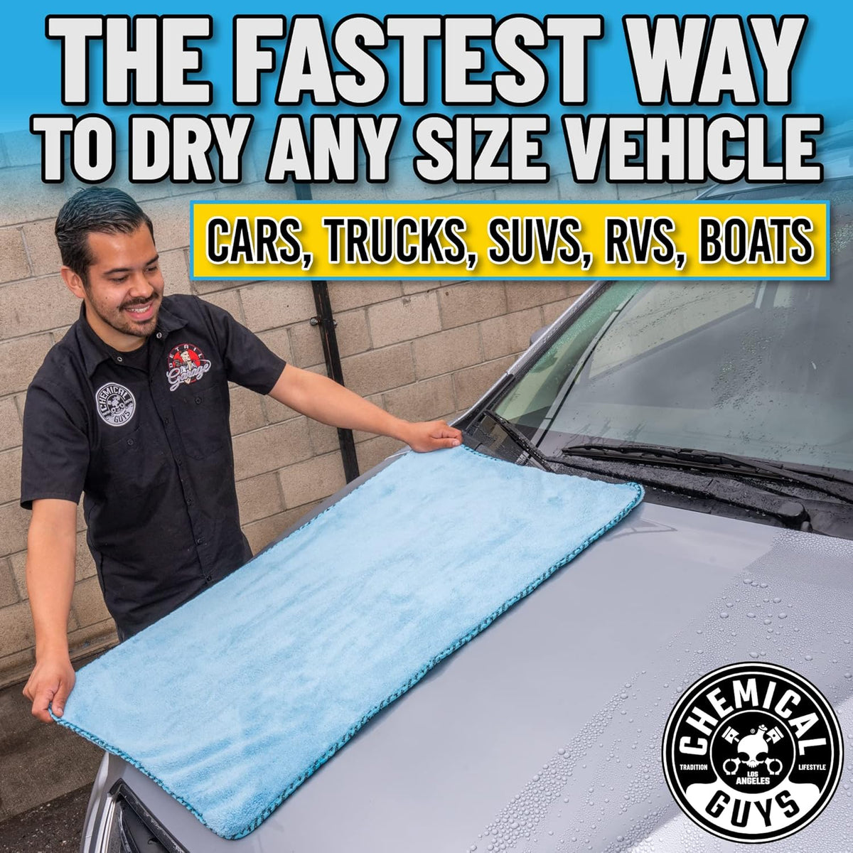 Chemical Guys Woolly Mammoth Large Microfiber Drying Towel - 36 x 25 Inch Gray, Ultra Plush Super Absorbent Car Drying Towel for Cars, Trucks, SUVs, Motorcycles, RVs, and Auto Detailing