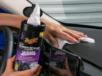 Meguiar's Quik Interior Detailer Wipes G13600, 6 Pack of 30 Count, 180 Total, Dashboard and Trim Cleaner for Leather, Vinyl, Rubber, Metal, LCD, Navigation Screens, Non-Greasy Touchups