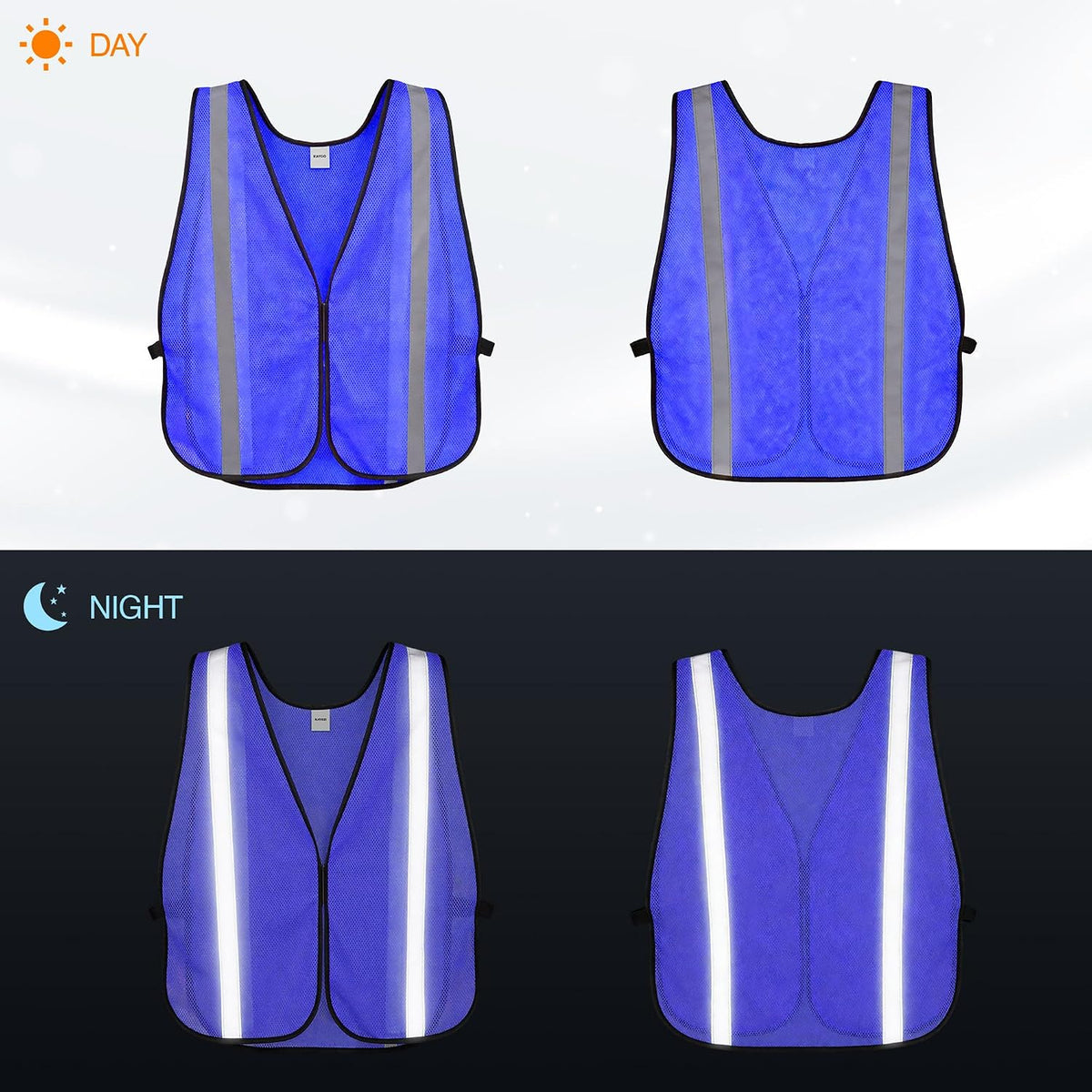 KAYGO High Visibility Safety Vest 1-Inch Reflective Strips Front/Back, KG0008, Breathable Mesh, One Size, Unisex