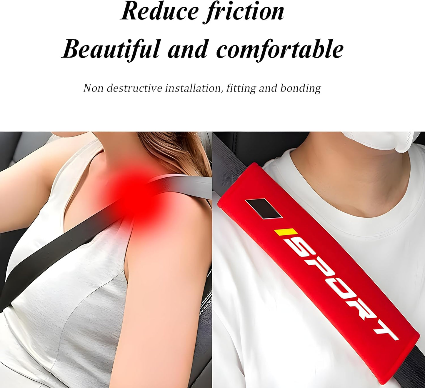 Mandark Car Seat Belt Pad, Vehicle Seatbelt Shoulder Strap Cover for More Comfortable Driving, Auto Interior Safety Belt Protection Cushion Accessories, Universal for SUV, Truck, RV (Black)
