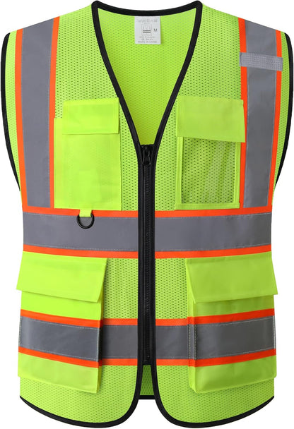 Safety Vest for Men Women Hi Vis Vest with Pockets Mesh High Visibility Vests Meets ANSI/ISEA Standards