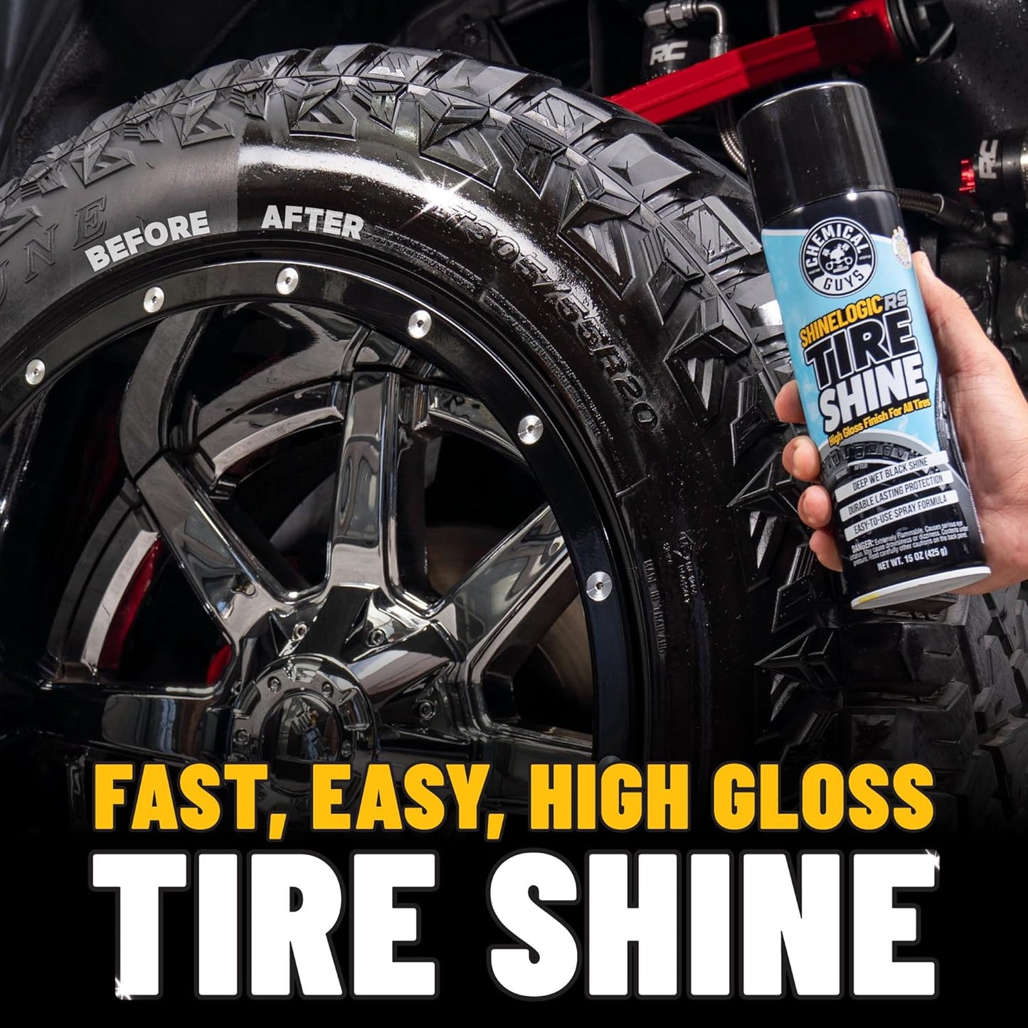 Chemical Guys ShineLogic Tire Shine 3-Pack, Deep Wet Black Shine, Safe for Cars, Trucks, Motorcycles, RVs & More, (3-20 fl oz) - TVD1202003