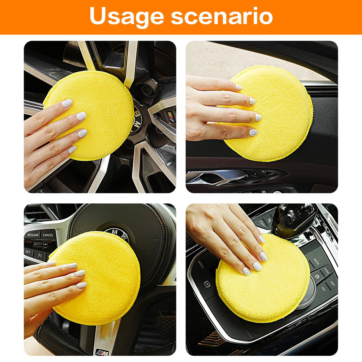 FONAROLL Microfiber Wax Applicator Pads, Car Wax Applicator, Buffing & Detail Polishing Foam Pads for Car Cleaning and Fine Polishing (5" Diameter, 6 Pack)…