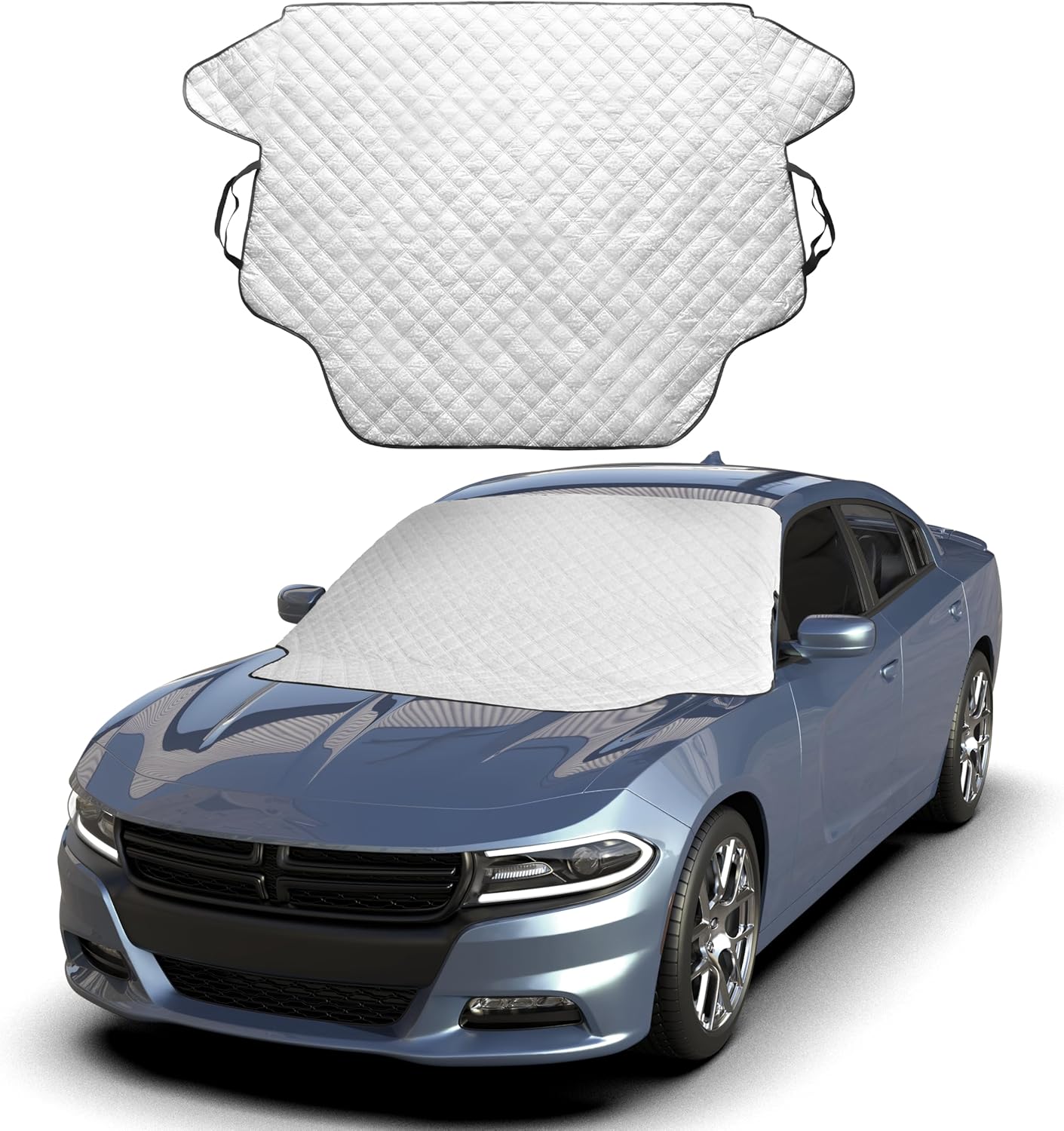 EcoNour Windshield Cover for Ice and Snow - Universal Fit for Car, SUV, Truck, Heavy Duty 600D Oxford Fabric Frost Protector for Ice & Sleet, Includes Anti-Theft Straps, Medium (69"x42")