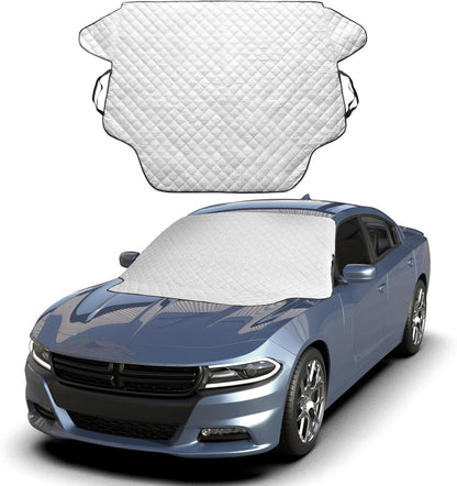 EcoNour Windshield Cover for Ice and Snow - Universal Fit for Car, SUV, Truck, Heavy Duty 600D Oxford Fabric Frost Protector for Ice & Sleet, Includes Anti-Theft Straps, Medium (69"x42")