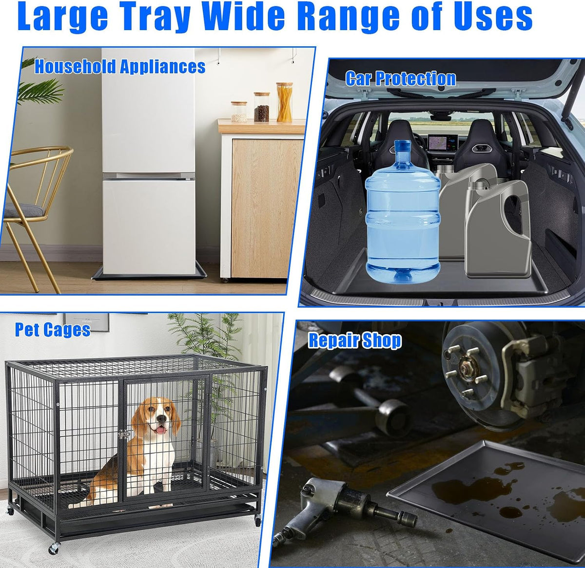 3 Pack Extra Large Oil Drip Pan, 35.4 x 24 x 1.6 in Oil Change Drain Pan, Plastic Oil Drip Tray for Under Car, Oil Catch Pan Tray for Garage, Fridges, Washing Machines, Cat Litter Box Bottom