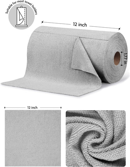 Fantasticlean Microfiber Cleaning Cloth Roll -75 Pack, Tear Away Microfiber Towels, 12" x 12", Reusable, Washable, Scratch Free, Ultra Absorbent for All-Around Cleaning Supplies (DimGray)