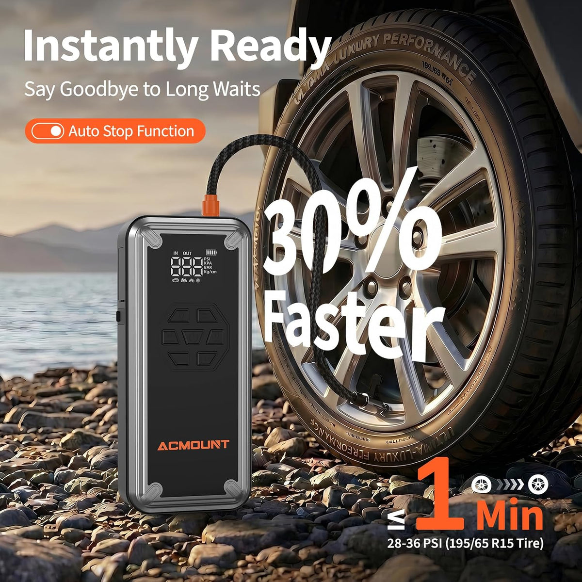 W160 Jump Starter with Air Compressor, 5000A Portable Car Jump Starter 150PSI Tire Inflator/Air Pump, 12V Battery(Up to 9L Gas/8L Diesel Engine) Jump Pack Car Emergency Kit Idea Gift for Man (Silver)