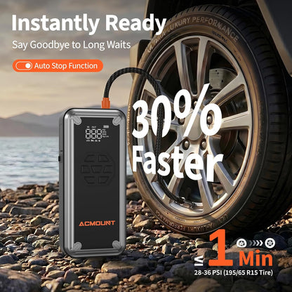 W160 Jump Starter with Air Compressor, 5000A Portable Car Jump Starter 150PSI Tire Inflator/Air Pump, 12V Battery(Up to 9L Gas/8L Diesel Engine) Jump Pack Car Emergency Kit Idea Gift for Man (Silver)
