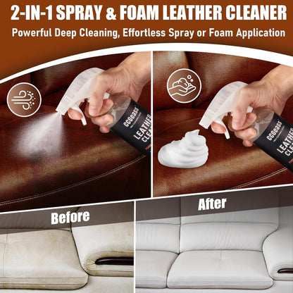 Leather Cleaner and Conditioner Kit – 2×16oz | Leather Cleaner for Car Seats, Furniture, Couches, Shoes & Boots | pH-Balanced, Non-Greasy, Restores & Protects All Leather