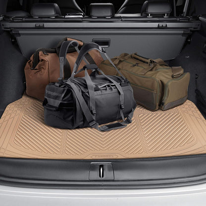 CAR PASS Rubber Floor Mats, All Weather Full Set 4-Piece, Waterproof Automotive Mats Trim to Fit Most Cars Sedans SUVs Vans, Heavy Duty Anti-Slip Easy Clean, All Black