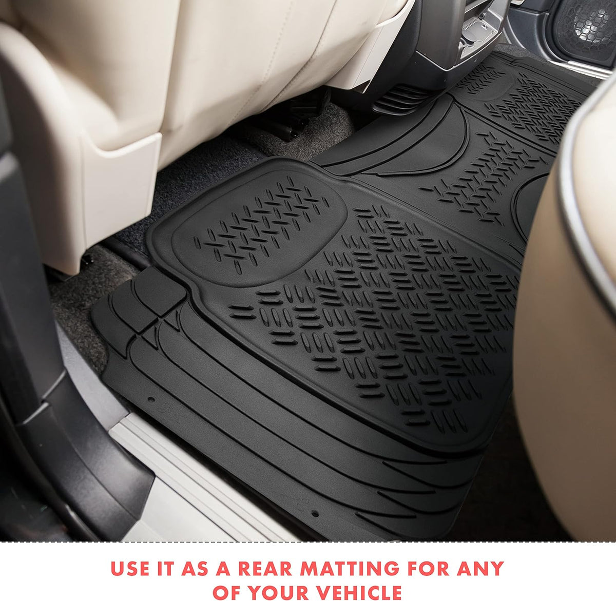 VaygWay Heavy Duty Cargo Liner Trunk Floor Mat – All Weather Trunk Protection Floor Mat - Black Rubber Trimmable Durable Cargo Auto Mat – Universal Fit Car SUV Truck Auto