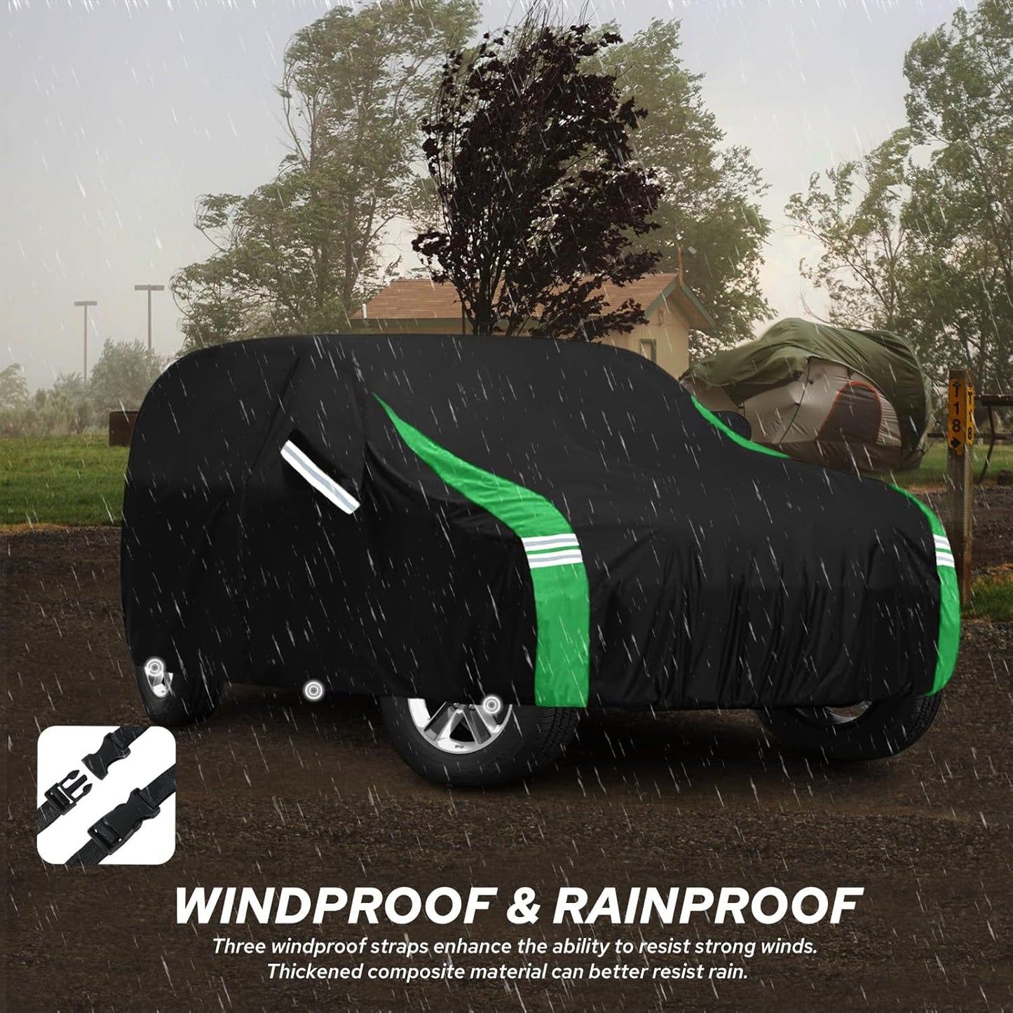10-Layer Car Cover Waterproof All Weather for Automobiles, Soft Cotton Lining Outdoor Full Covers with Door Zipper, Universal Fit for Sedan 196"-208" L, Size A6 (See Size Chart)