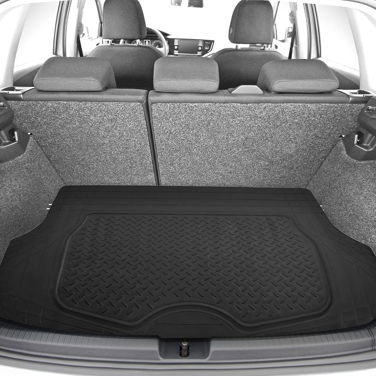 FH Group Automotive Floor Mats - Heavy-Duty Rubber Floor Mats for Cars, Universal Fit Full Set, Climaproof & Trimmable Floor Mats for Most Sedan, SUV, Truck, Black