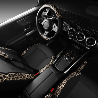 CAR PASS Waterproof Universal Car Floor Mats, Leopard Print Car Mats Fit for SUV,Vans,sedans, Trucks,Set of 4pcs Car Carpet with Driver Heel Pad and Nibs Backing, Leopard Car Accessories Gray Leopard