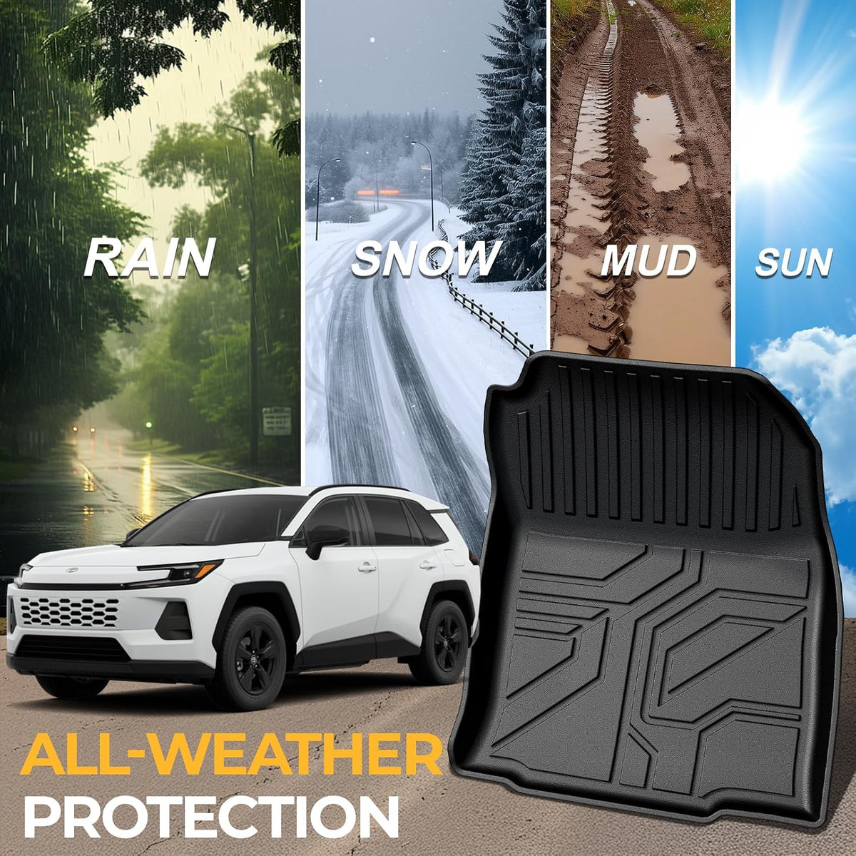 Floor Mats for Toyota Sienna 2021-2026, All Weather Floor Mats Lower Trunk Cargo Liner Accessories, Full Coverage Set (Fit 8-Seat with Spare Tire)