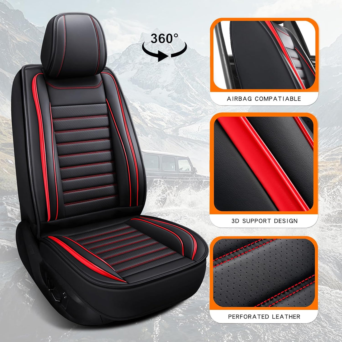 MINGBRON Leather Car Seat Covers,Car Seat Protector Waterproof,Seat Covers Full Set, Car Seat Protectors 5 Seats,Automotive Seat Covers Fit Most Cars Wine Red