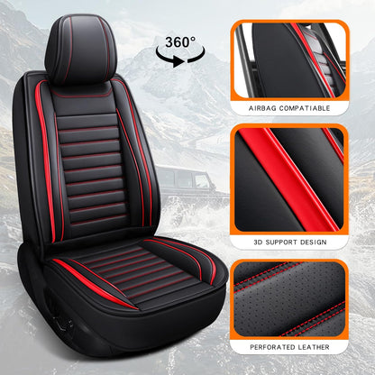 MINGBRON Leather Car Seat Covers,Car Seat Protector Waterproof,Seat Covers Full Set, Car Seat Protectors 5 Seats,Automotive Seat Covers Fit Most Cars Wine Red