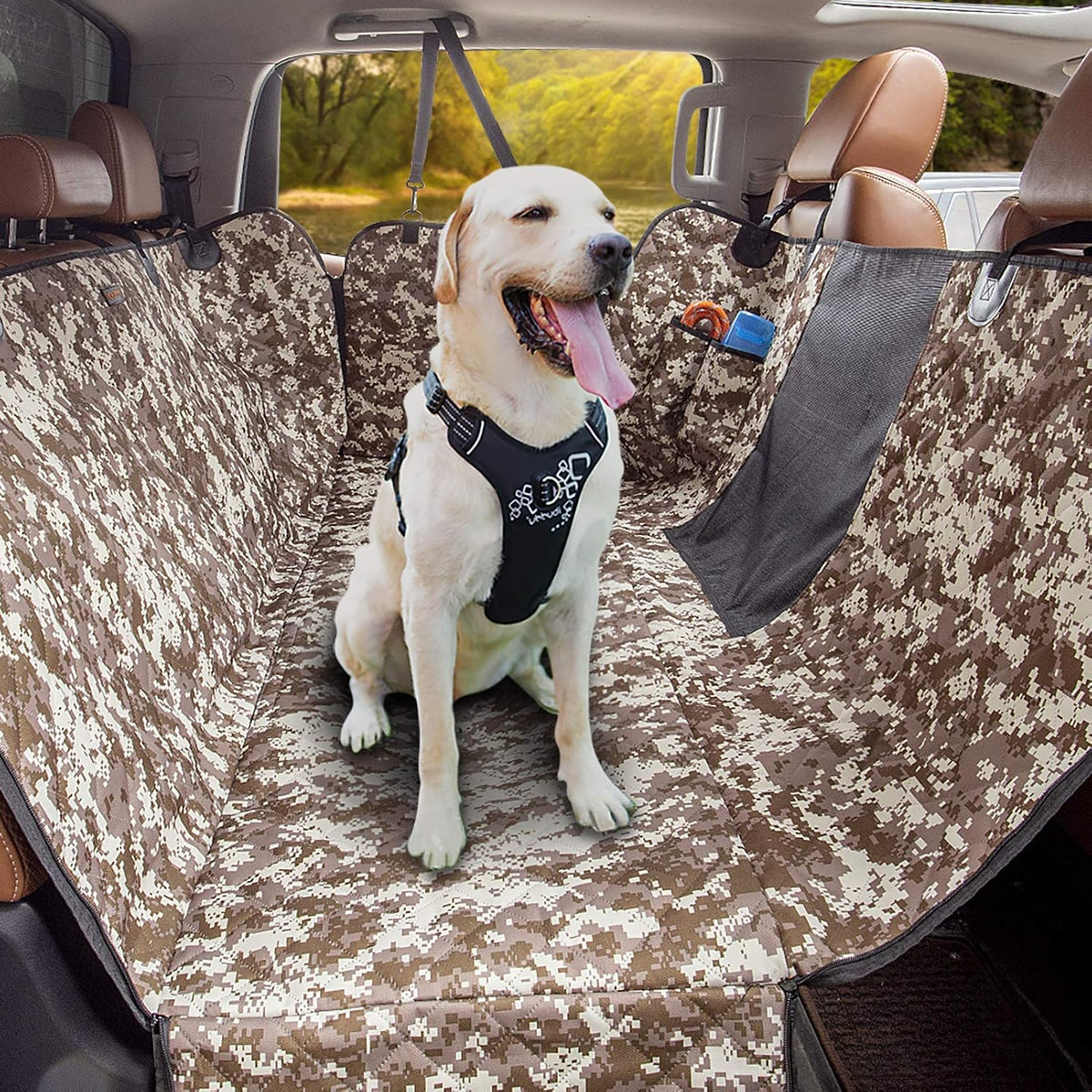 Luxury Dog Car Seat Cover for Back Seat Breathable Mesh Window Dog Hammock for Car 4-Layer Heavy Duty Waterproof Pet Seat Protector Scratch-Proof Car Seat Cover Perfect for Family Road Trips