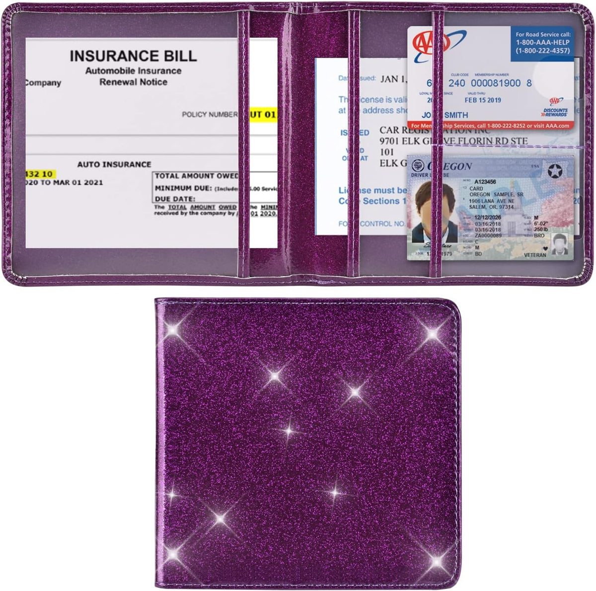 Car Registration and Insurance Holder, Car Accessories Vehicle Glove Box Car Organizer Women Wallet Case for Cards, Essential Document, Driver License by Cacturism, Pink | for Cards