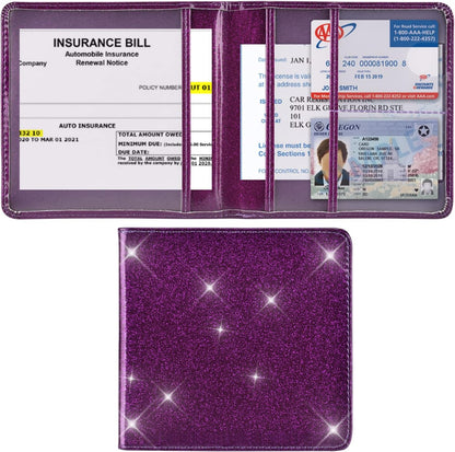 Car Registration and Insurance Holder, Car Accessories Vehicle Glove Box Car Organizer Women Wallet Case for Cards, Essential Document, Driver License by Cacturism, Pink | for Cards