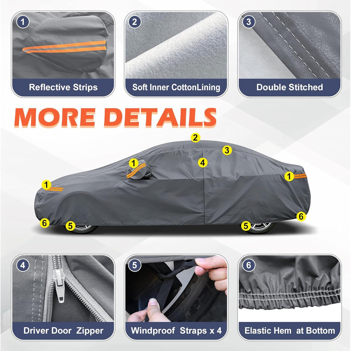 Coverlex Large Car Cover for SUV, Outdoor SUV Cover Universal Fit for Dodge Durango, Audi Q7, BMW X5, Benz GLE, Acura MDX, CX-9, VW Atlas, Jeep Grand Cherokee, Infiniti QX60, Length 201 Inches