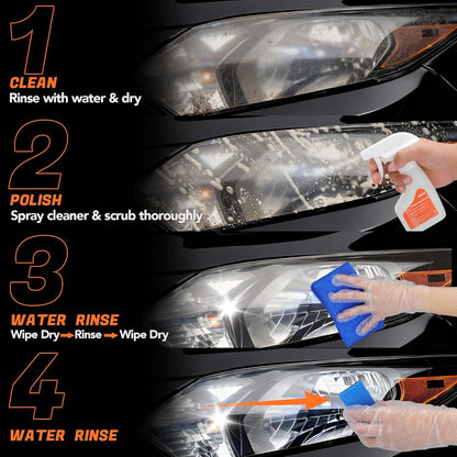 Headlight Restoration Kit Headlight Cleaner Head Light Cleaner Removing Yellowing Oxidized with Headlight Cleaner Coating Agent Sponge Towel (Scratches & Damages Cannot be Repaired)