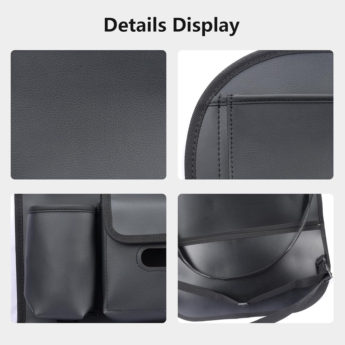 Viaviat Car Seat Organizers Waterproof Backseat Protector with Storage Pocket Large Leather Kick Mats for Kids Pets Automobile SUV Truck (Beige, Large Pocket)