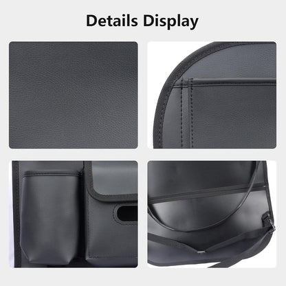 Viaviat Car Seat Organizers Waterproof Backseat Protector with Storage Pocket Large Leather Kick Mats for Kids Pets Automobile SUV Truck (Beige, Large Pocket)