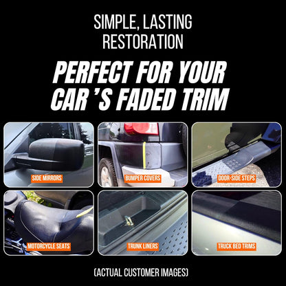 BEAM BRIGHT Plastic Trim Restorer – Dry, Non-Greasy for a True Natural Black Trim Finish for Severely Faded Car Trim & Vinyl. Long-Lasting UV Protection for Exterior & Interior Plastic – 8 oz