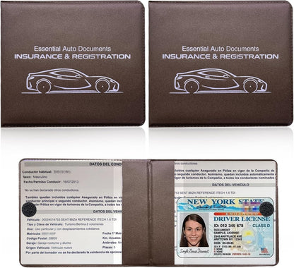 Ziciner Car Registration Insurance Holder, 2Pack Essential Auto Card Document Glove Box Organizer with Touch Fastener, Vehicle Interior Accessories Perfect for Most Car, Truck, SUV (Red/Small Car)