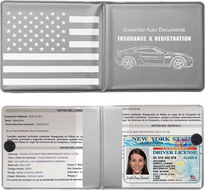 Ziciner Car Registration Insurance Holder, 2Pack Essential Auto Card Document Glove Box Organizer with Touch Fastener, Vehicle Interior Accessories Perfect for Most Car, Truck, SUV (Red/Small Car)