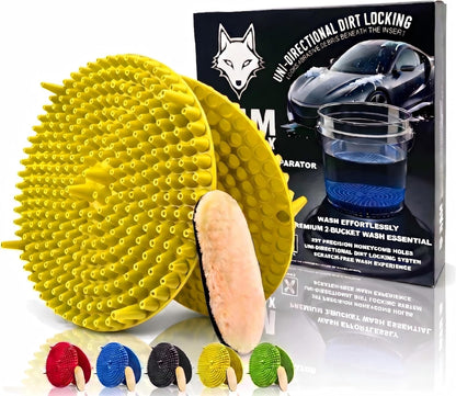 10.4" Heavy Duty Car Wash Bucket Insert (2-Pack) & Wash Mitt Kit - 10.6 oz Detailing Dirt Separator & Grit Trap, Scratch-Free Auto Wash, Fits 3.5 to 5 Gallon Buckets (Red Kit)