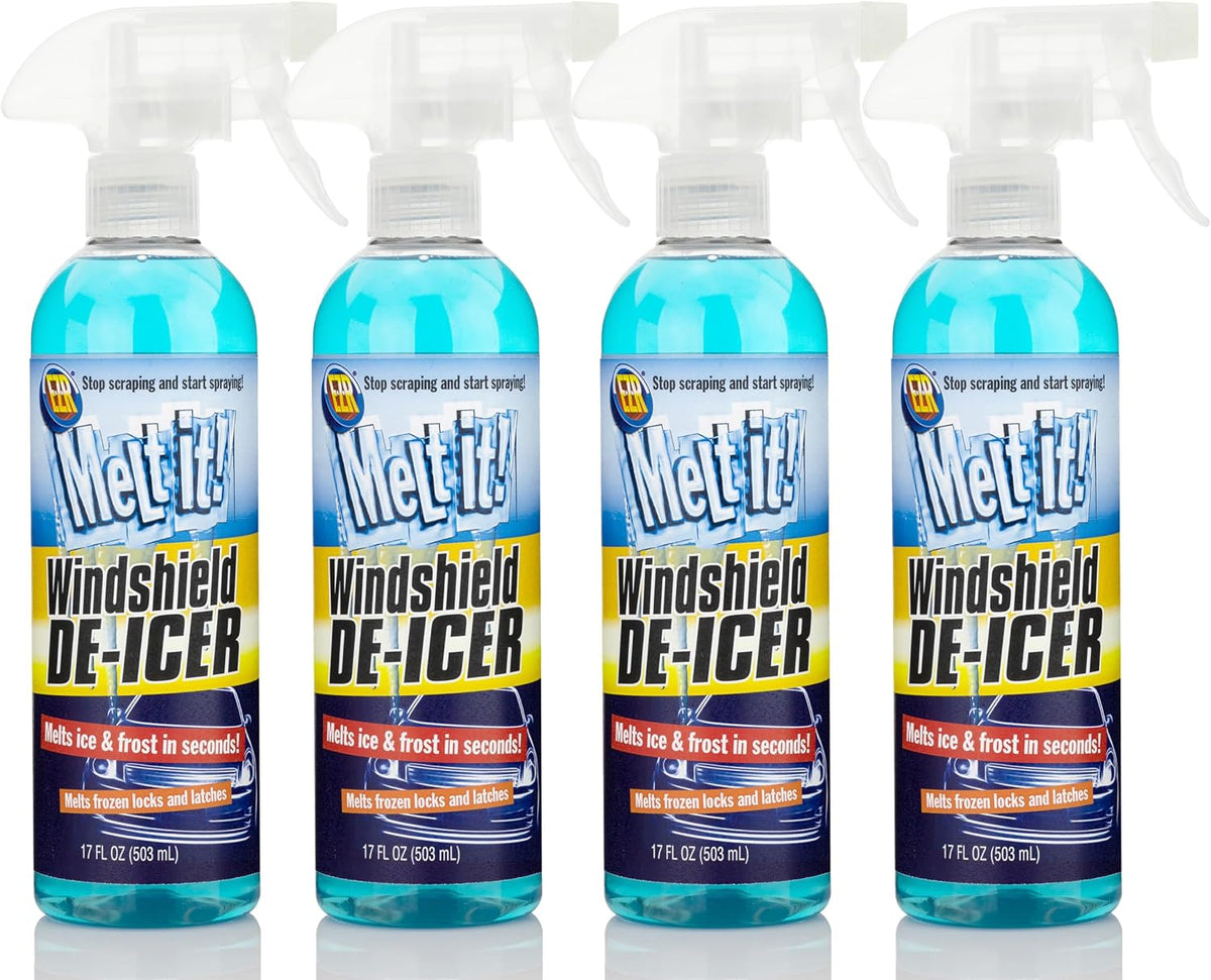 E·Z·R Windshield De-Icer. Melt it! Instantly Melts Ice & Winter Frost For Car Windshields, Windows, Mirrors, Key Locks, & Latches, Snow Melting Defrost Liquid For Car Window Cleaner, 17 Fl Oz, 2-Pack
