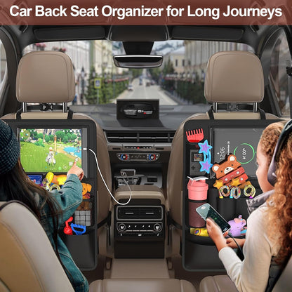 Car Backseat Organizer with table Tray(1Pack) 9 Storage Pockets Backseat Car Organizer with Tablet Holder, Back seat Organizer for Kids Road Trip Essentials Travel