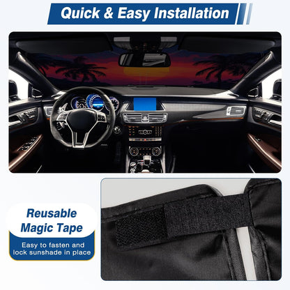 Windshield Sun Shade - Car Sun Shade Windshield, Reflector Sunshade Offers Ultimate Protection for Car Interior, Foldable Front Window Fit for Hatchback, Truck, SUV, MPV