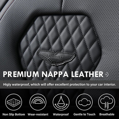 Coverado Seat Covers, Car Seat Covers Full Set, Black Car Seat Cover, Car Seat Covers Front Seats Back Seat Cover, Waterproof Car Seat Cushion, Leather Seat Covers Seat Protector Fit for Most Cars