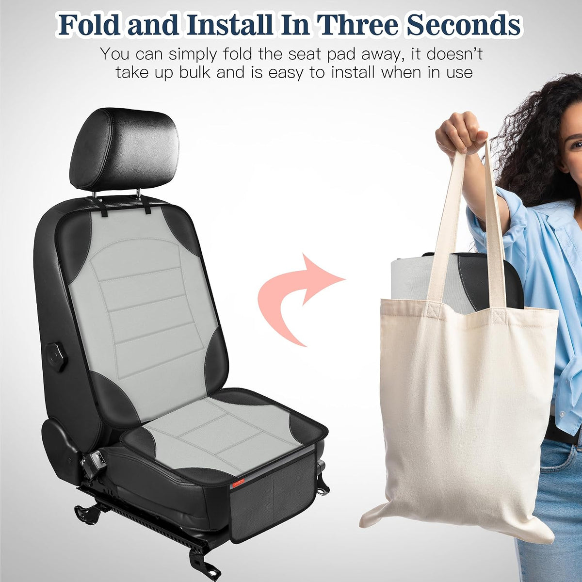 Sinvitron Car Seat Protector for Child Car Seat - Waterproof Non-Slip Leather Mat with 2 Mesh Pockets, Universal Seat Cover for Baby, Pets & Vehicles(2-Pack,Black)
